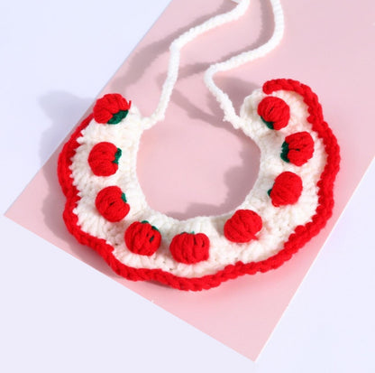 Knitted Cute Strawberry Pet Collar - {{product.type}} - PawPawUp