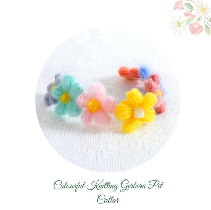 Knitting Gerbera Colourful Pet Collar - {{product.type}} - PawPawUp