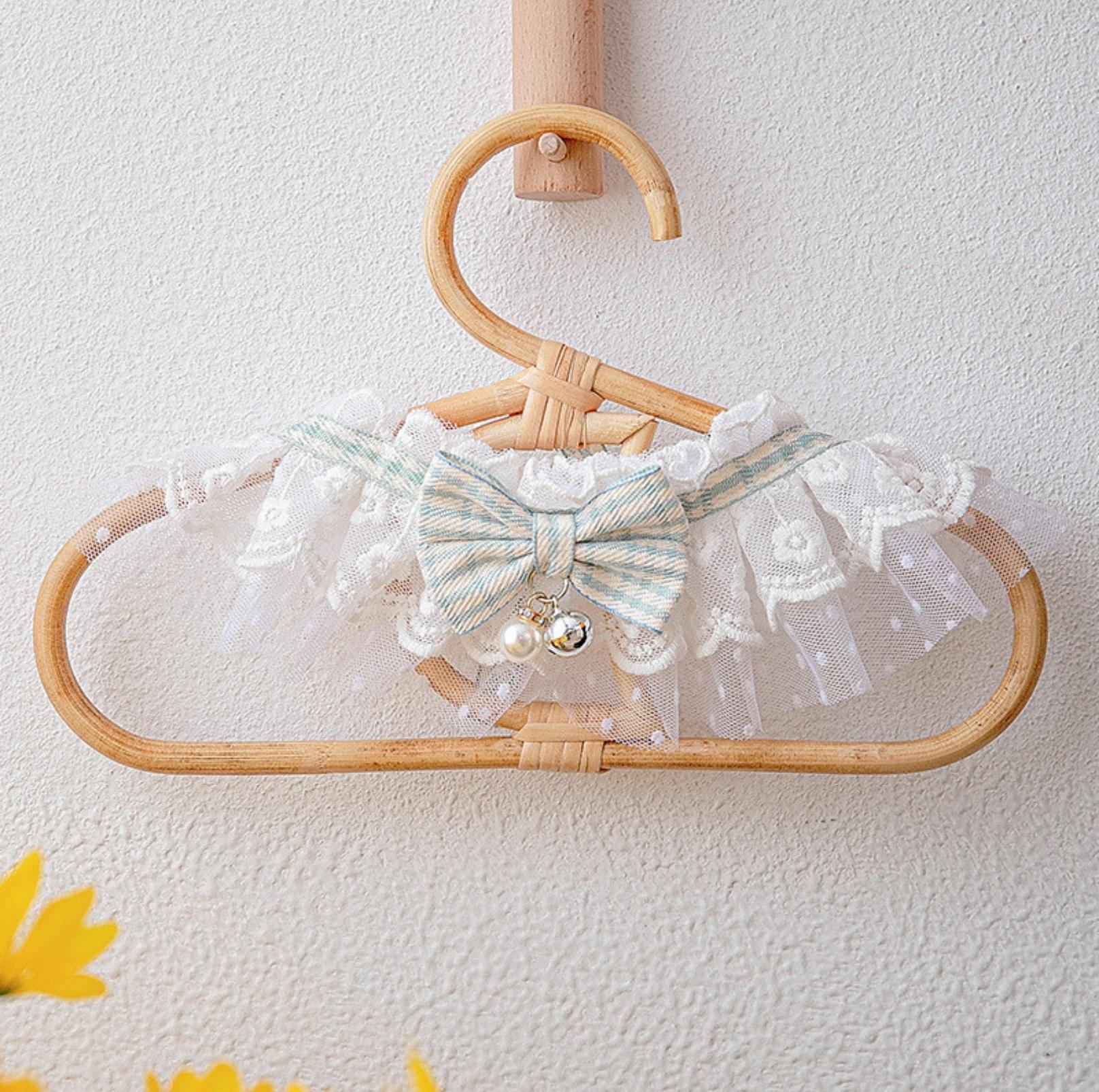Lace-Decorated Plaid Bowtie Pet Bib with Bell - {{product.type}} - PawPawUp