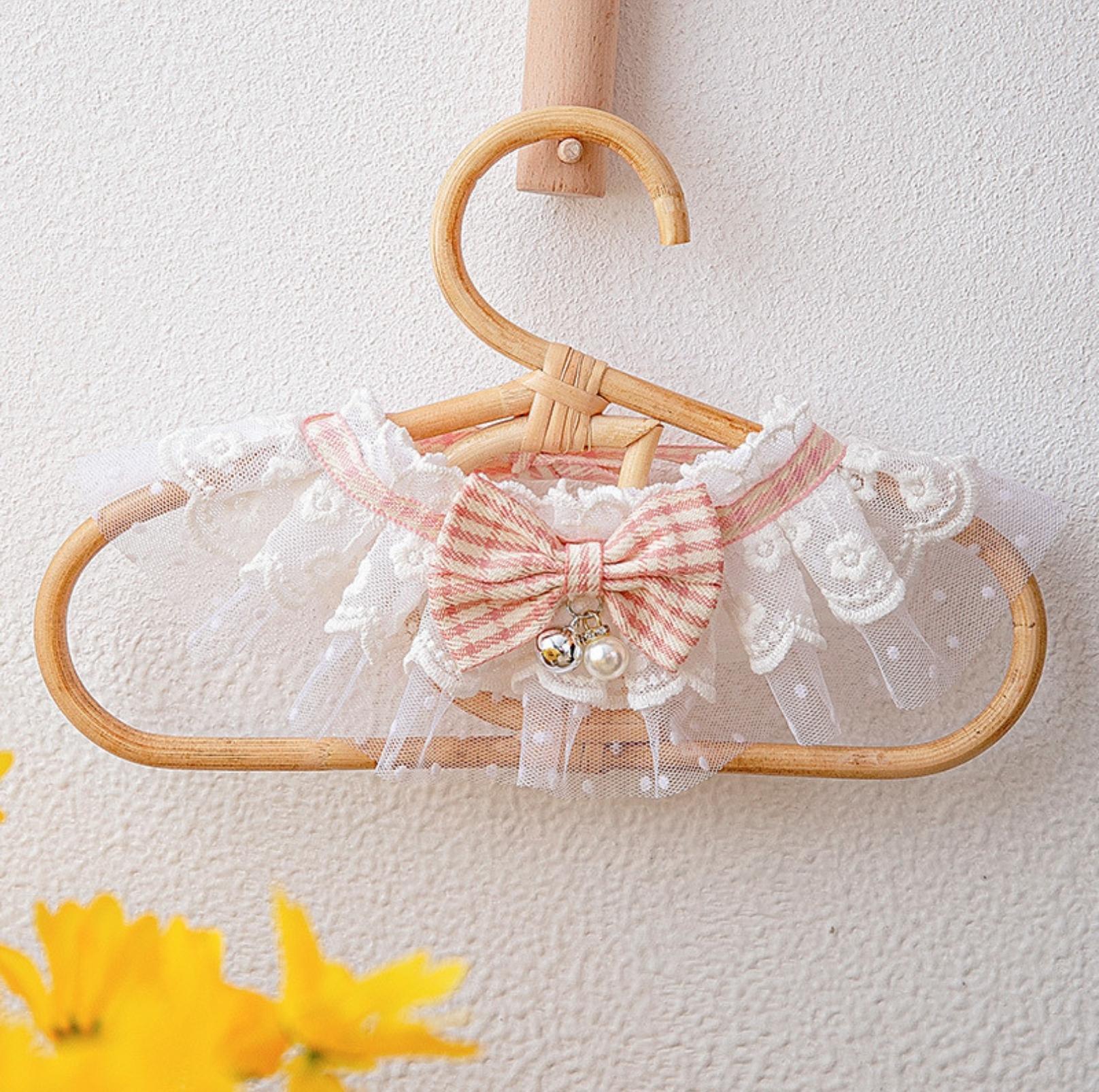 Lace-Decorated Plaid Bowtie Pet Bib with Bell - {{product.type}} - PawPawUp
