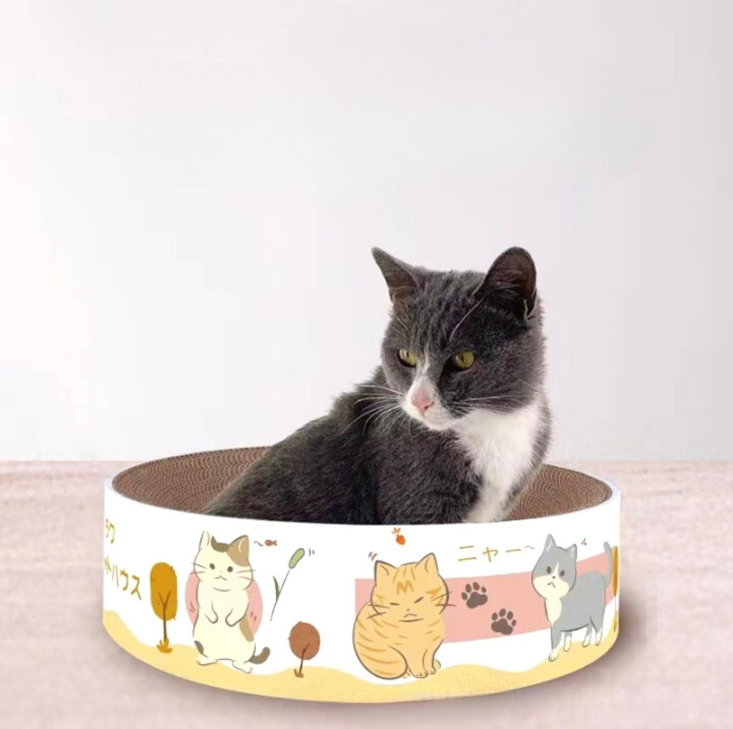 Large Cartoon Round Scratching Board Cat Scratcher - {{product.type}} - PawPawUp