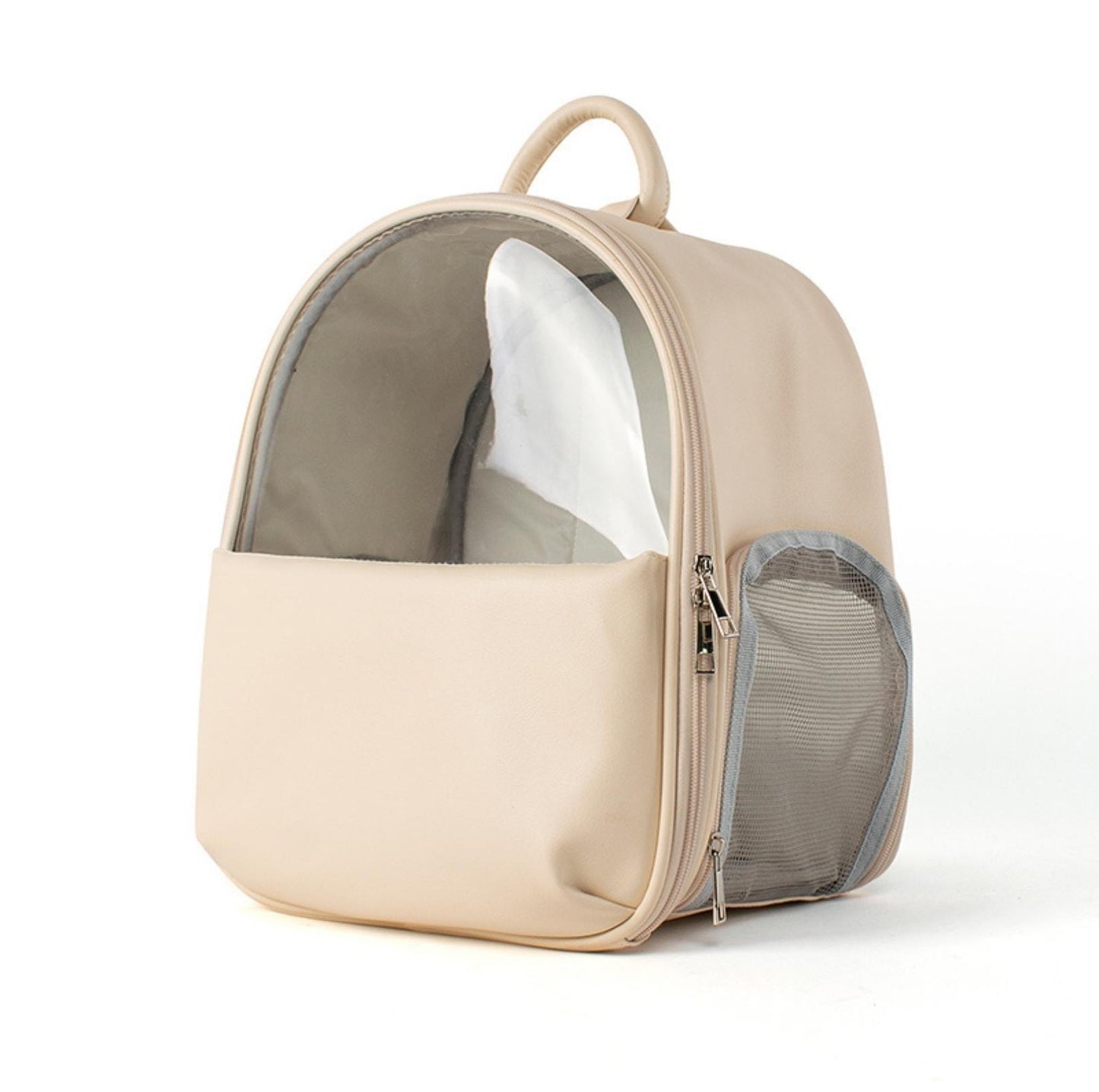 Leather Backpack Style Cat Carrier With Transparent Window - {{product.type}} - PawPawUp