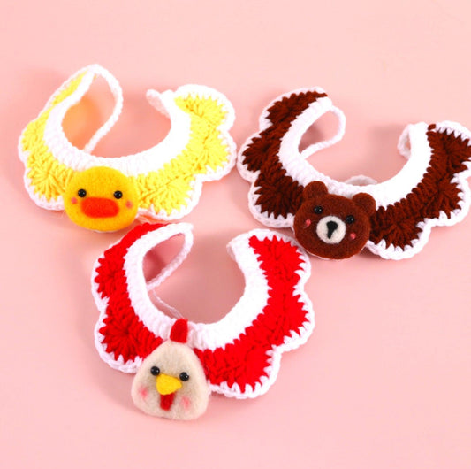 Little Animal Friends Style Knitted Woolen Bibs for Pets - {{product.type}} - PawPawUp