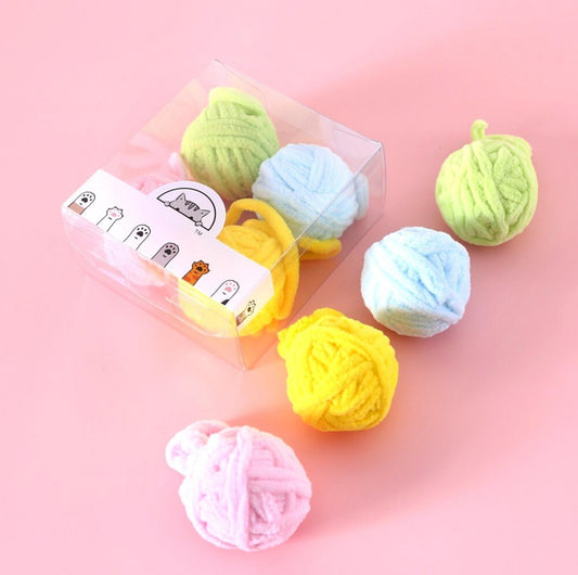 Macaroon Colour Plush Ball Set Cat Toys Dog Toys - {{product.type}} - PawPawUp