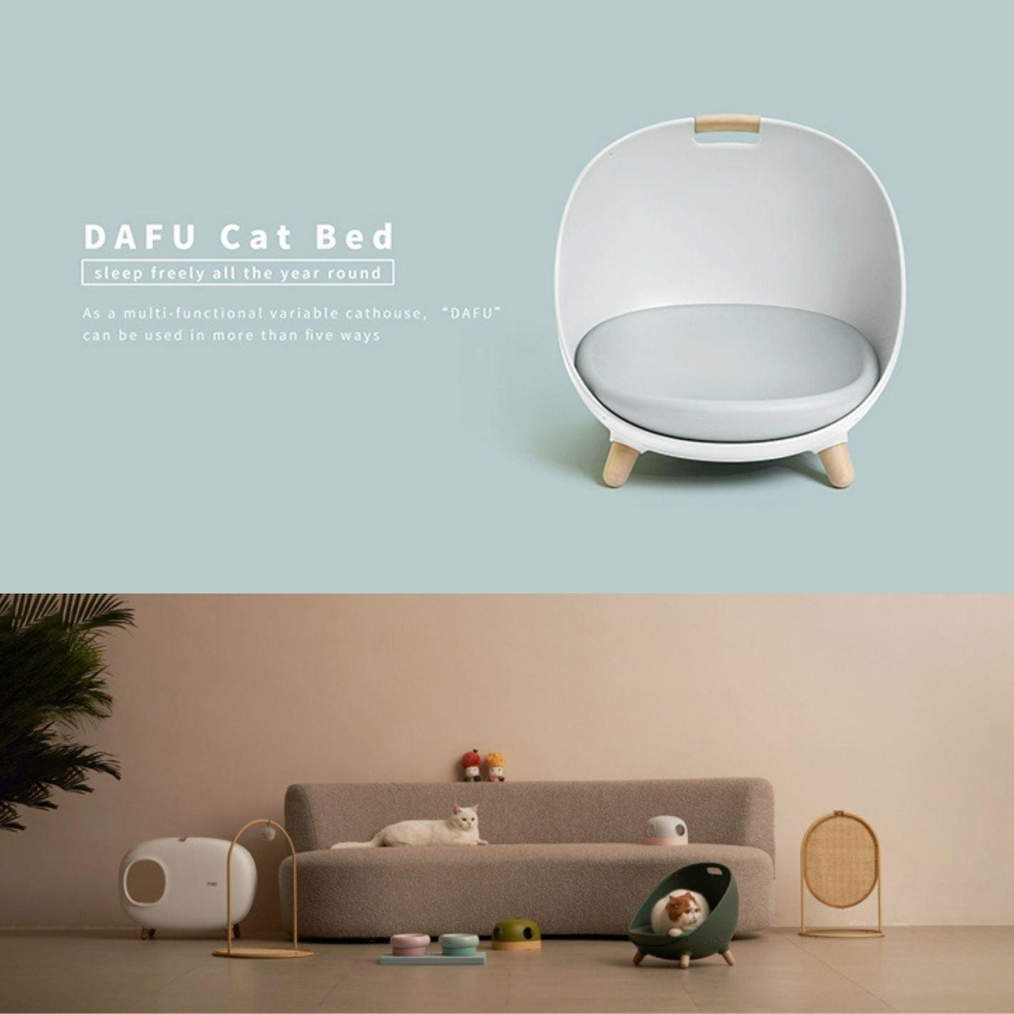 Makesure DAFU 4in1 Cat Bed Sofa with Hanging Stripe and Cushion - {{product.type}} - PawPawUp