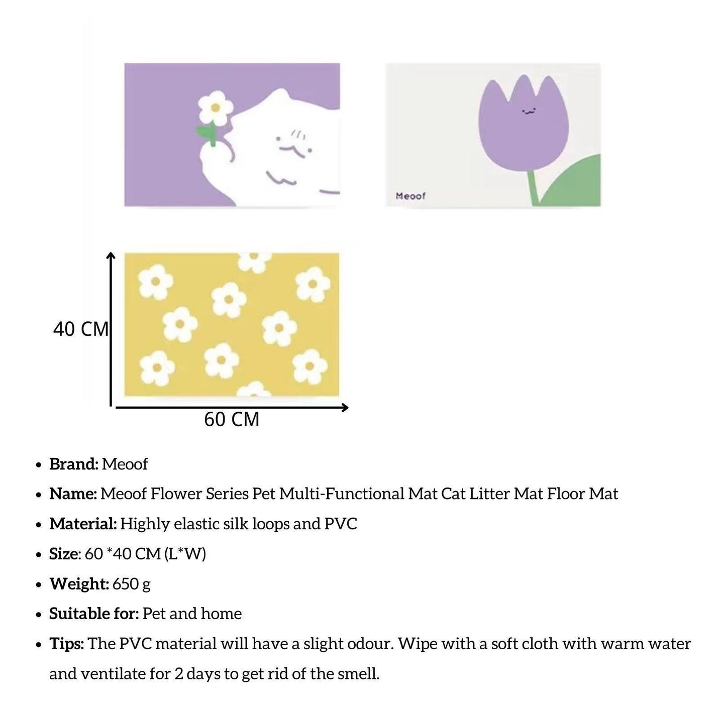 Meoof Flower Series Cat Litter Mat Pet Multi-Functional Mat - {{product.type}} - PawPawUp