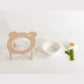 Meoof Little Bear Slanted Ceramic Cat Bowls Small Dog Bowls with Wooden Stand - {{product.type}} - PawPawUp