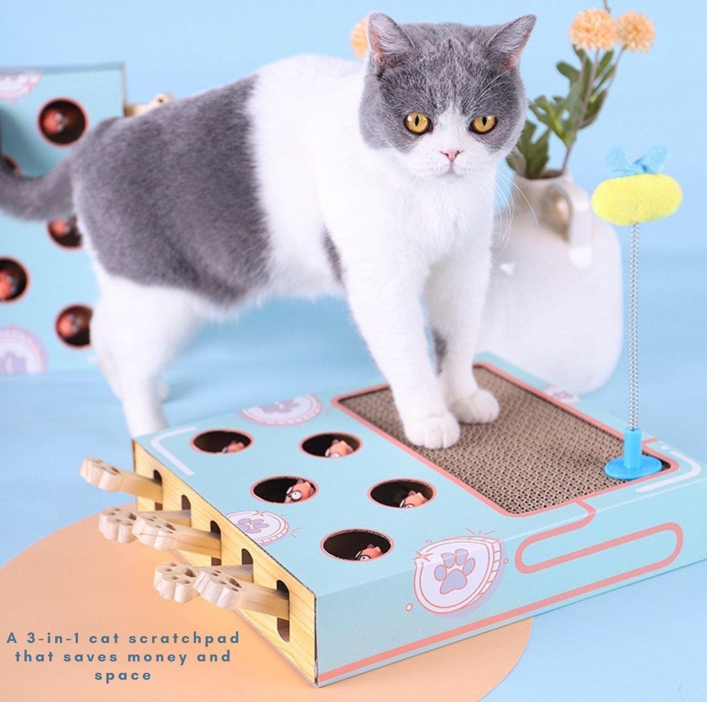 MIAOFAIRY Whack-a-Mole 3-in-1 Cat Scratcher and Toy - {{product.type}} - PawPawUp