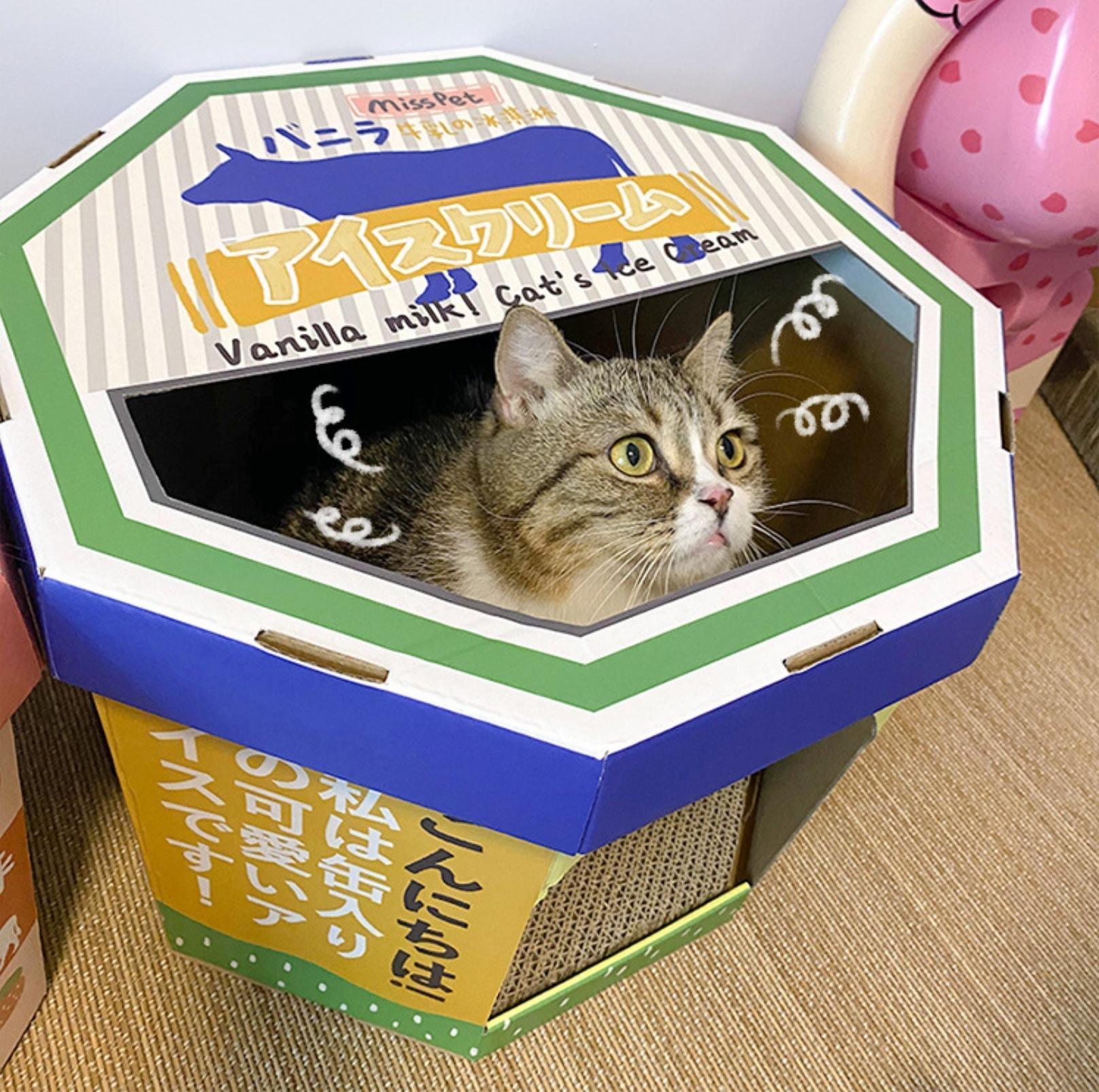 Misspet Ice Cream Box Corrugated Paper Cat Scratcher - {{product.type}} - PawPawUp