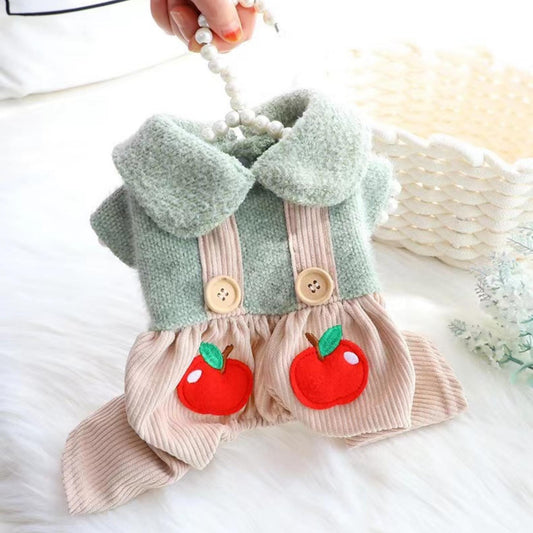 Pet Apple Plush Thick Overalls - {{product.type}} - PawPawUp