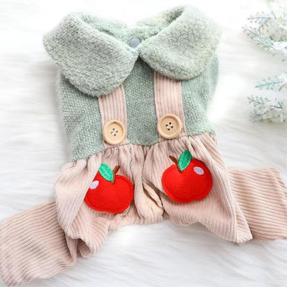 Pet Apple Plush Thick Overalls - {{product.type}} - PawPawUp