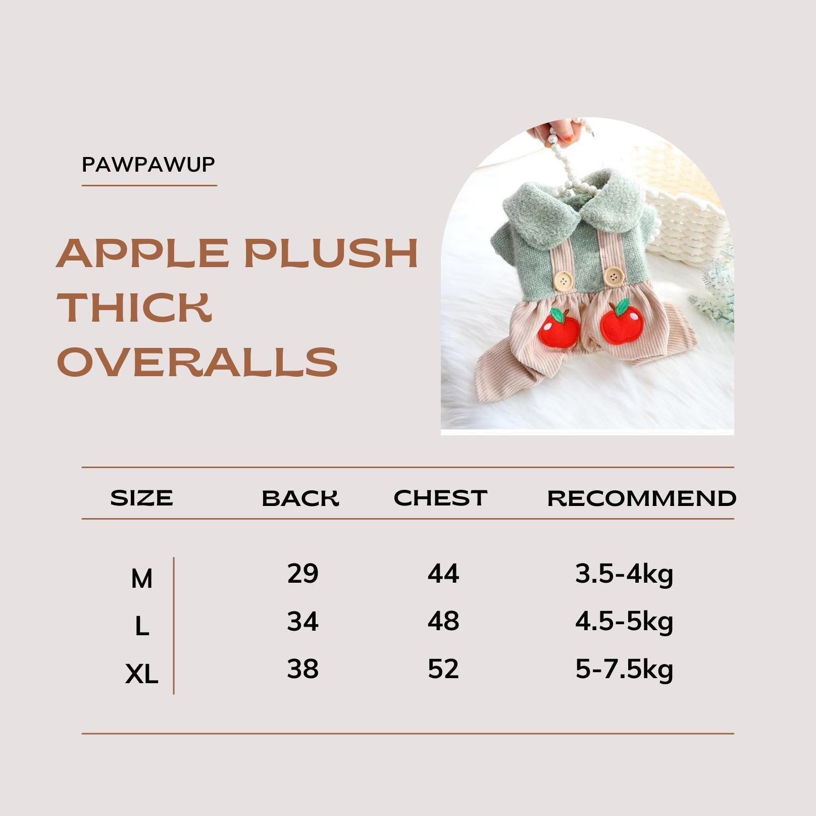 Pet Apple Plush Thick Overalls - {{product.type}} - PawPawUp