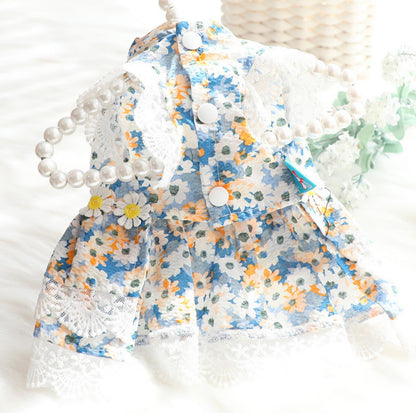 Pet Blue Flowerl Dress - {{product.type}} - PawPawUp