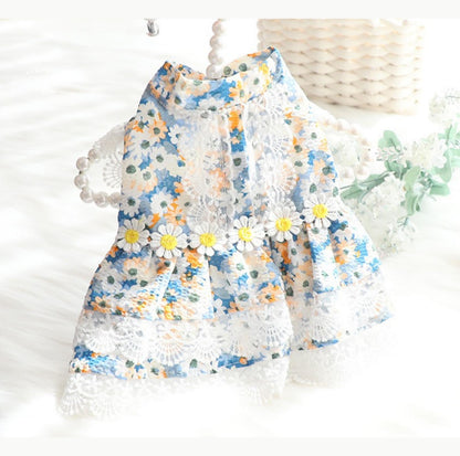 Pet Blue Flowerl Dress - {{product.type}} - PawPawUp