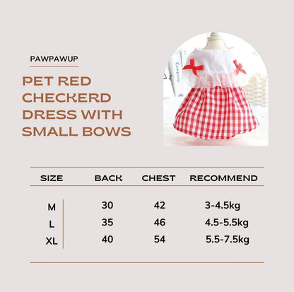 Pet Red Checkerd Dress With Small Bows - {{product.type}} - PawPawUp