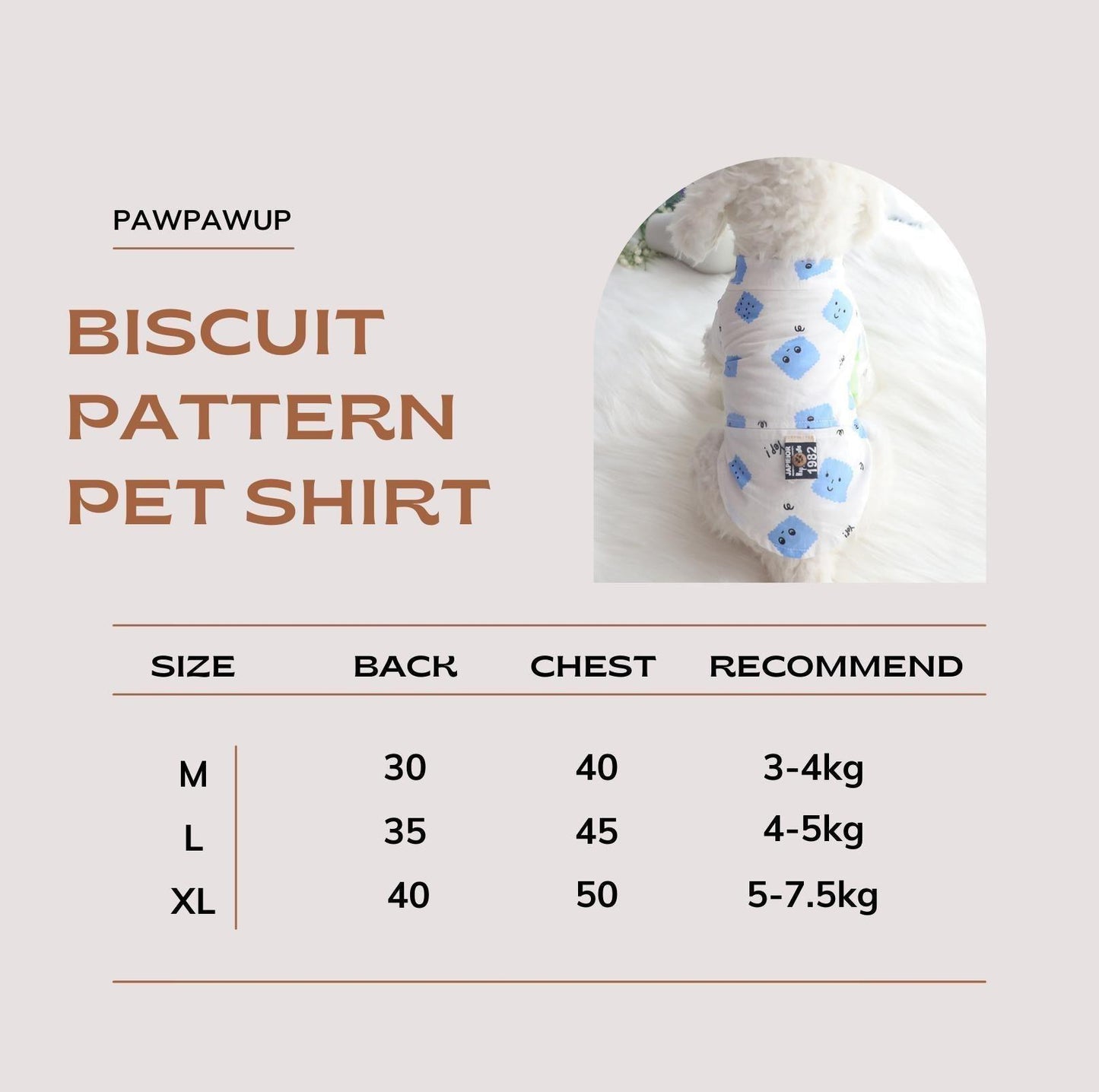 Pet Shirt with Biscuit Pattern - {{product.type}} - PawPawUp