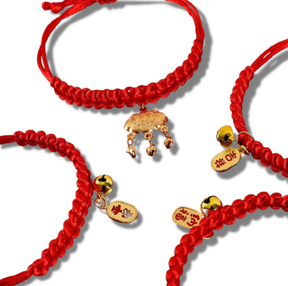 Pet Woven Red String Adjustable Collar With Chinese Style Forturne Pendants - {{product.type}} - PawPawUp