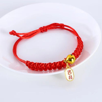 Pet Woven Red String Adjustable Collar With Chinese Style Forturne Pendants - {{product.type}} - PawPawUp