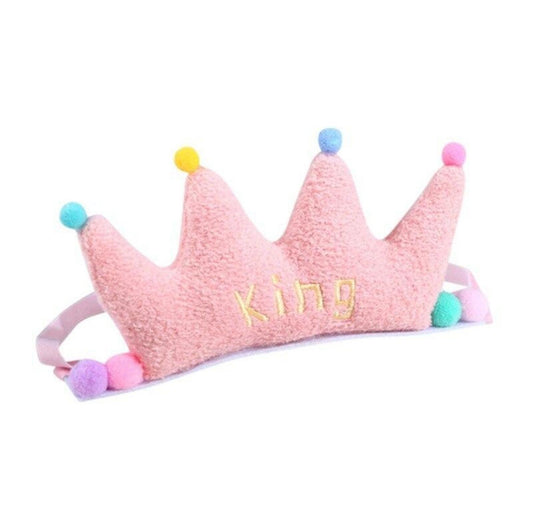 Pink Plush Cat And Dog Birthday Crown - {{product.type}} - PawPawUp