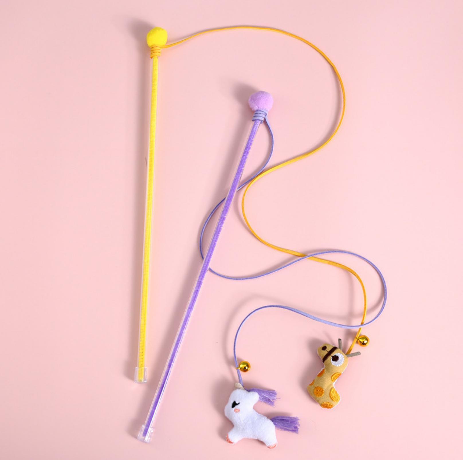 Plush Cat Stick Toys with Bell and Elastic Tassels - {{product.type}} - PawPawUp