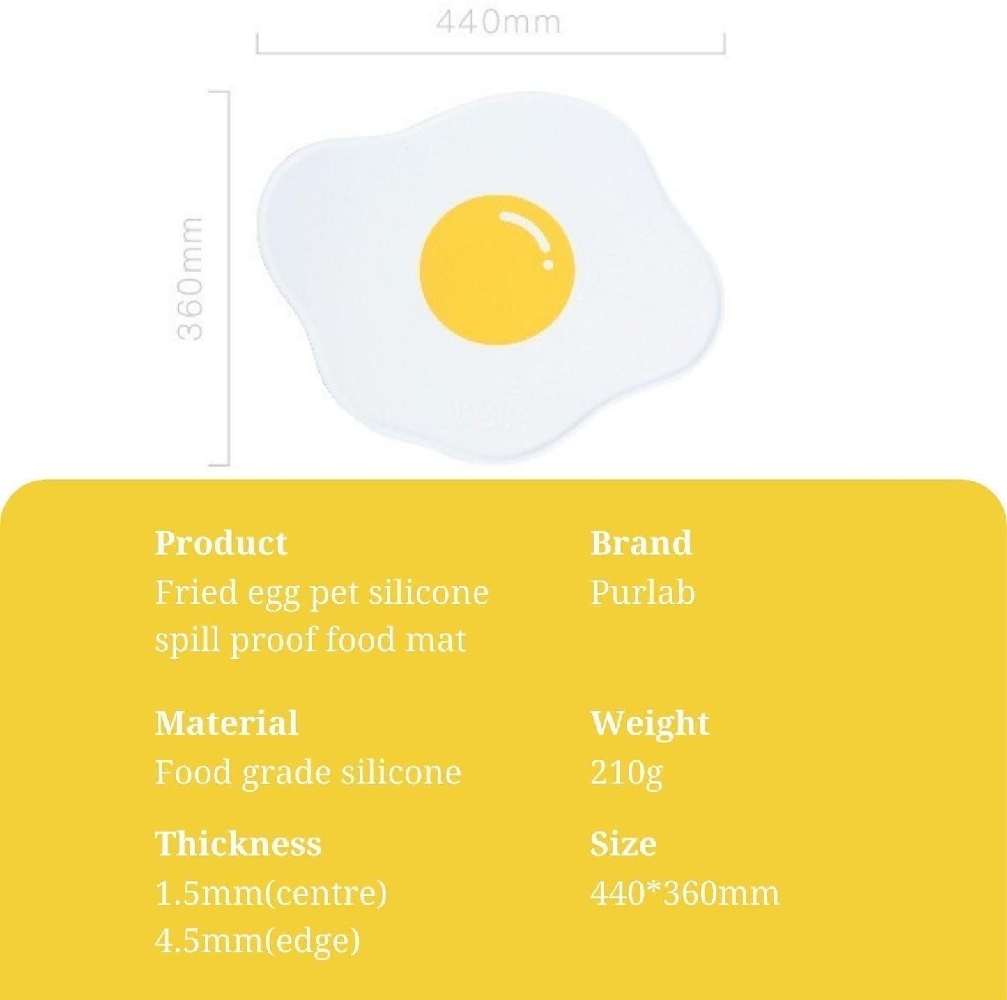 PurLab Fried Egg Silicone Spill Proof Pet Food Mat - {{product.type}} - PawPawUp