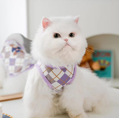 Purple Checkered Bear Print Summer Cat Vest Pet Apparel - {{product.type}} - PawPawUp