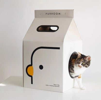 PURROOM Little Chicken Series Milk Box Cat Scratcher House - {{product.type}} - PawPawUp