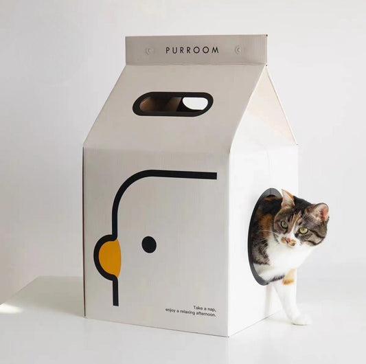 PURROOM Little Chicken Series Milk Box Cat Scratcher House - {{product.type}} - PawPawUp