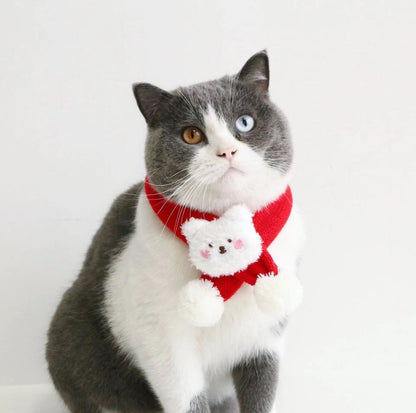 Red Knitted Wool Cartoon Scarfs For Cats and Dogs - {{product.type}} - PawPawUp