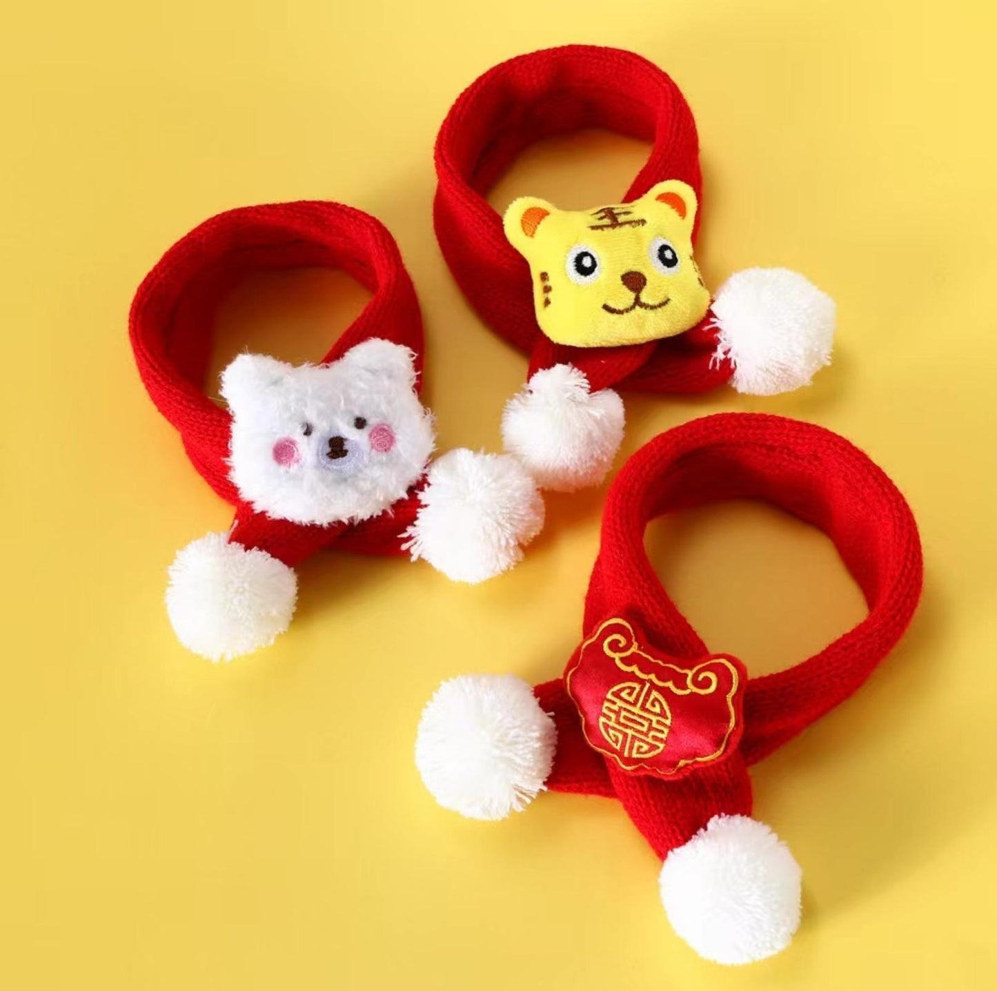 Red Knitted Wool Cartoon Scarfs For Cats and Dogs - {{product.type}} - PawPawUp