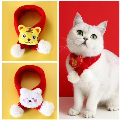 Red Knitted Wool Cartoon Scarfs For Cats and Dogs - {{product.type}} - PawPawUp