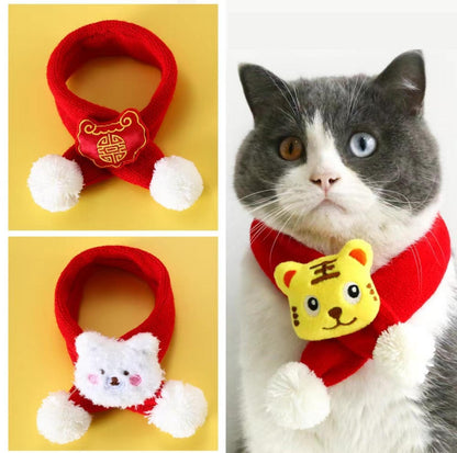 Red Knitted Wool Cartoon Scarfs For Cats and Dogs - {{product.type}} - PawPawUp