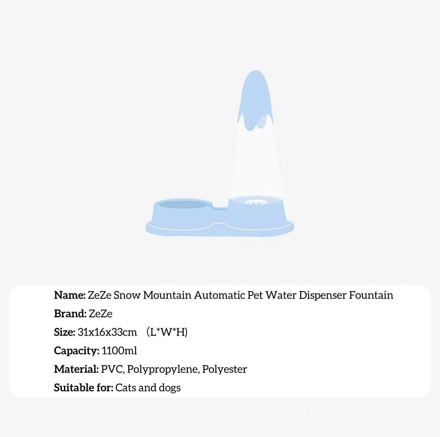 ZeZe Snow Mountain Automatic Pet Water Dispenser Fountain - {{product.type}} - PawPawUp