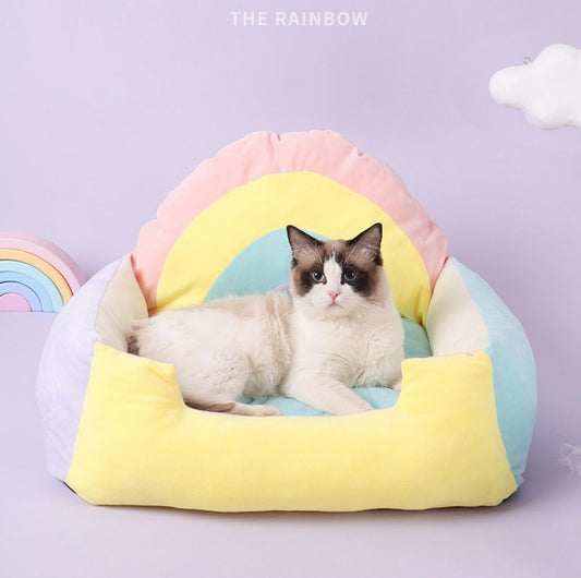 Soft Rainbow Cat Bed Dog Bed - {{product.type}} - PawPawUp