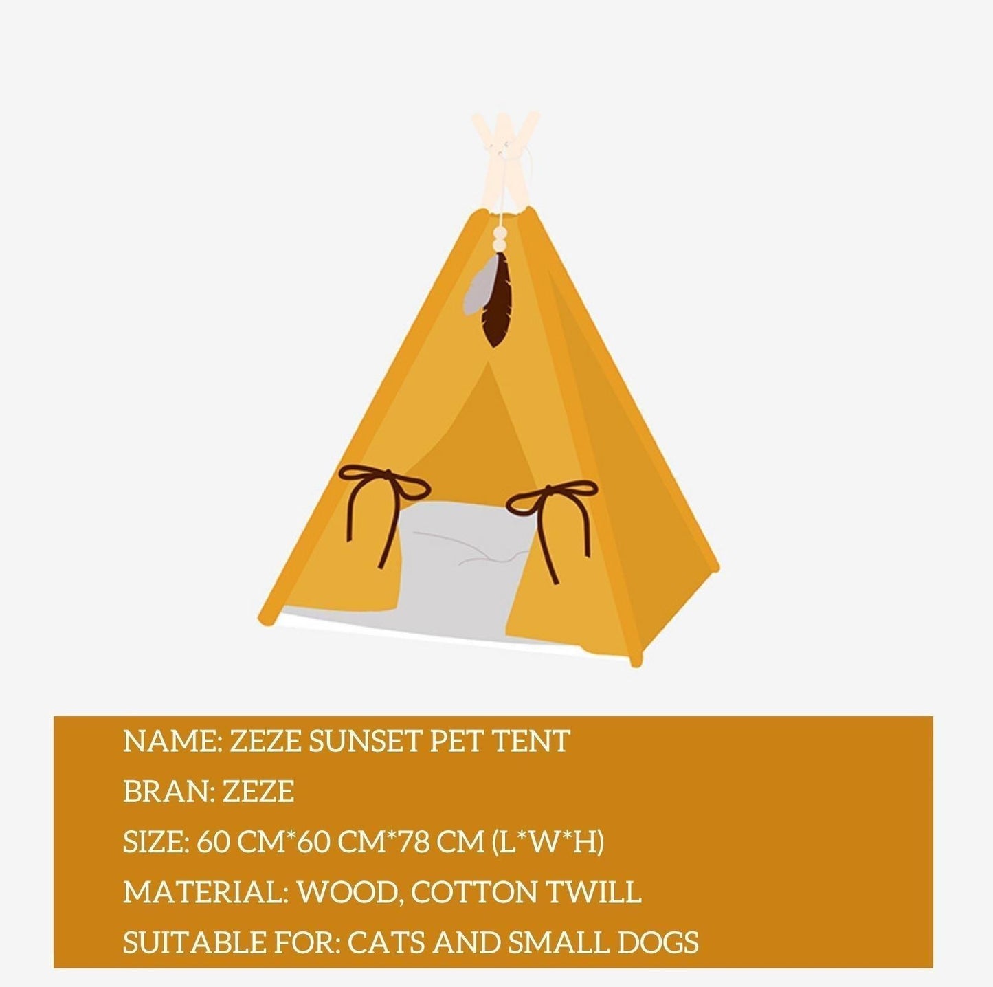 ZeZe Sunset Tent For Pet Cat Bed Dog Bed - {{product.type}} - PawPawUp
