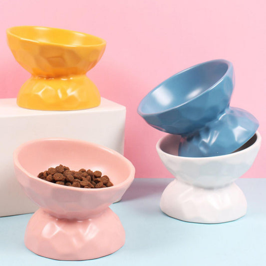 Elevated Ceramic Bowl w/ Adjustable Stand | GROOMY, Dual Bowls