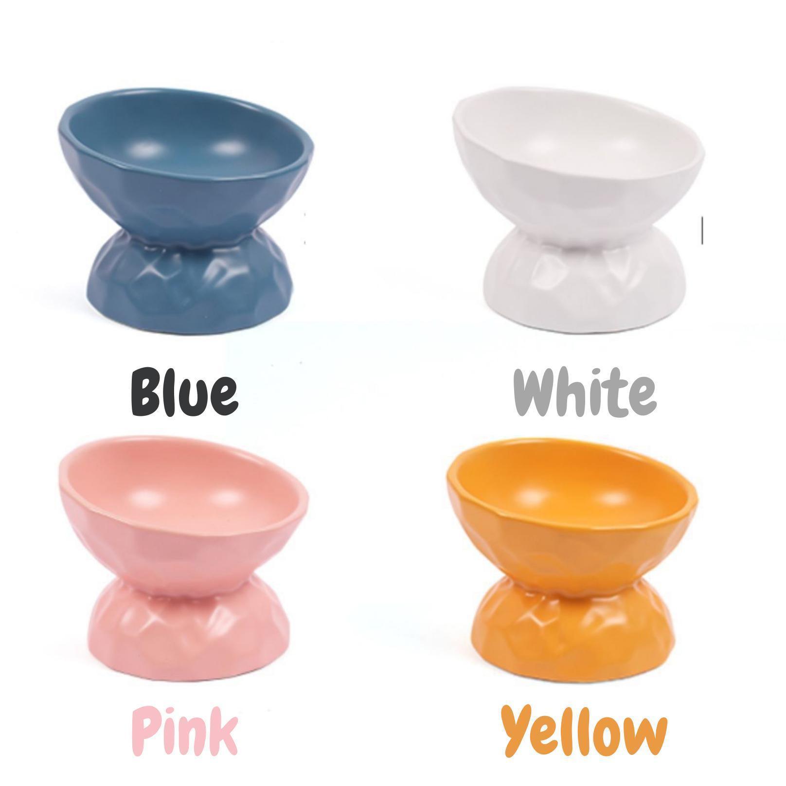 Tilting Ceramic Cat Bowls With Uneven Texture - {{product.type}} - PawPawUp