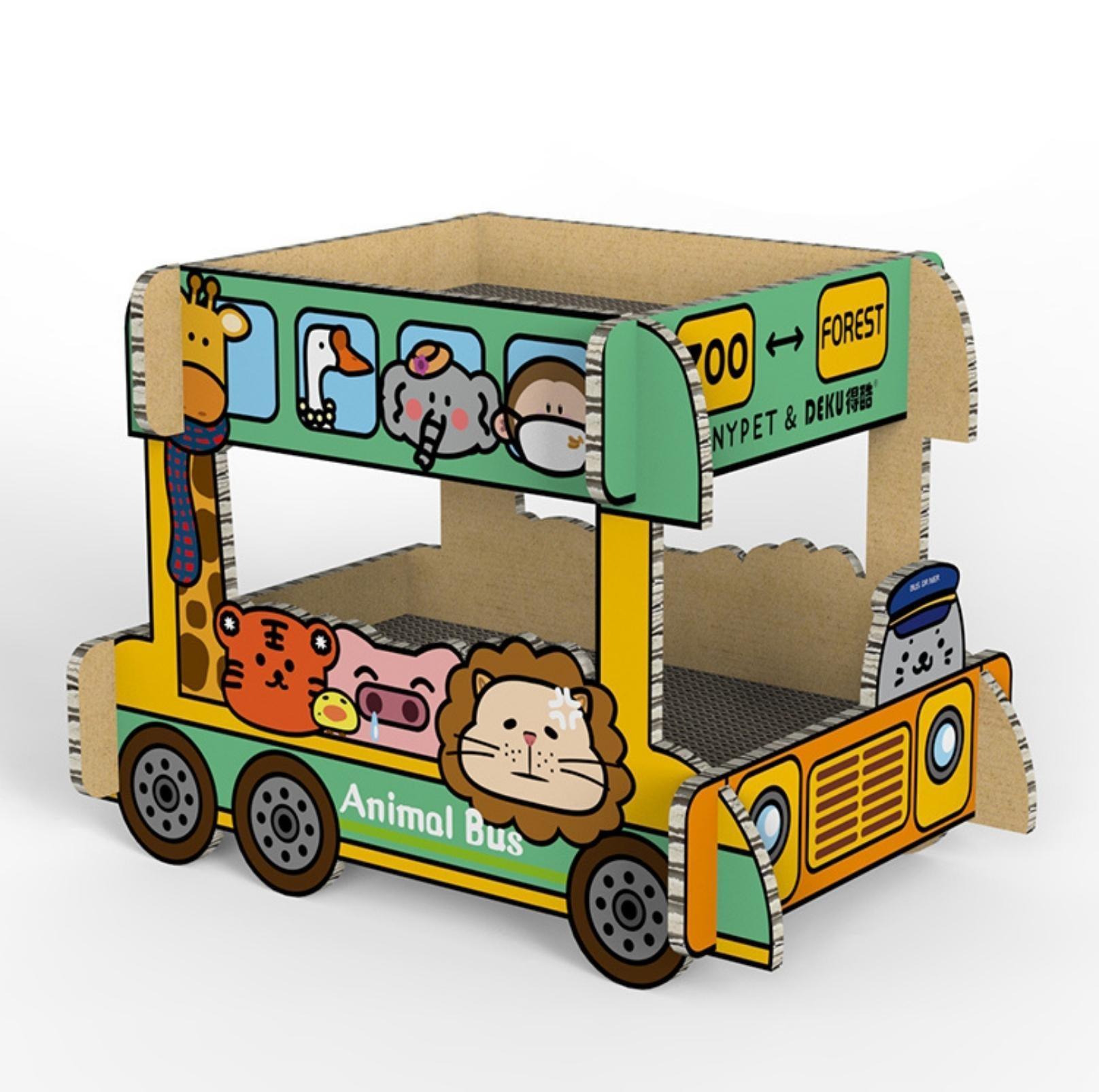 Tinypet "Double-Decker Animal Bus" Corrugated Paper Cat Scratcher Cat Toy - {{product.type}} - PawPawUp