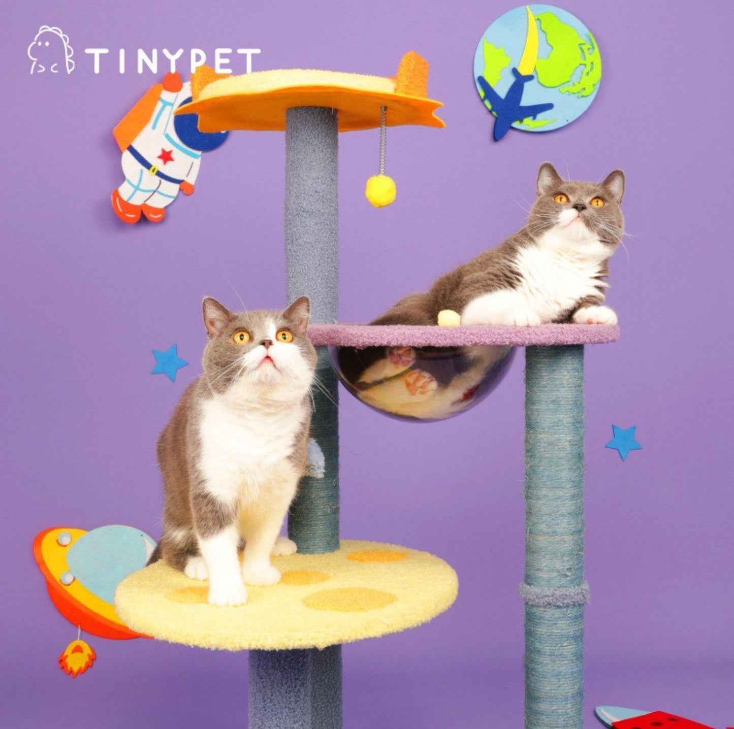 Tinypet Galaxy Meow Team Climbing Frame Cat Tree With Scratching Posts - {{product.type}} - PawPawUp