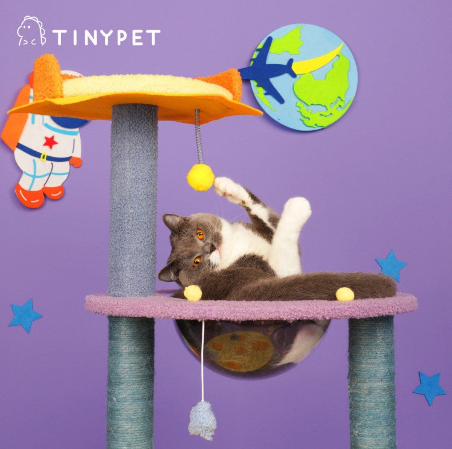 Tinypet Galaxy Meow Team Climbing Frame Cat Tree With Scratching Posts - {{product.type}} - PawPawUp