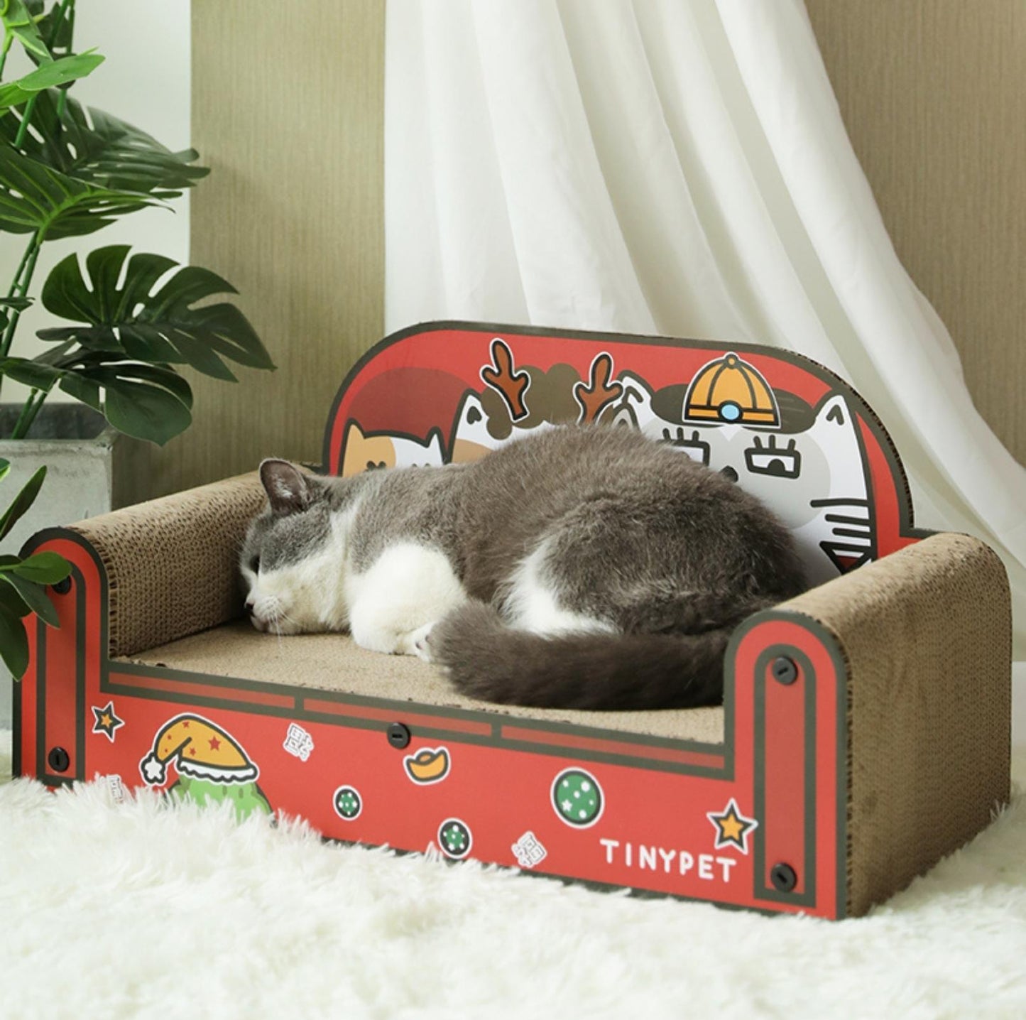 Tinypet Happy Family Sofa Cat Scratcher With DIY Stickers - {{product.type}} - PawPawUp