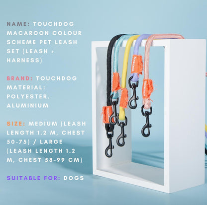 Touchdog Macaroon Colour Scheme Pet Leash Set (Leash + Harness) - {{product.type}} - PawPawUp