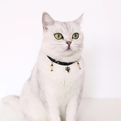 Velvet Adjustable Pet Collar With Bronzing Pendants - {{product.type}} - PawPawUp