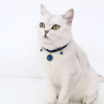 Velvet Adjustable Pet Collar With Bronzing Pendants - {{product.type}} - PawPawUp