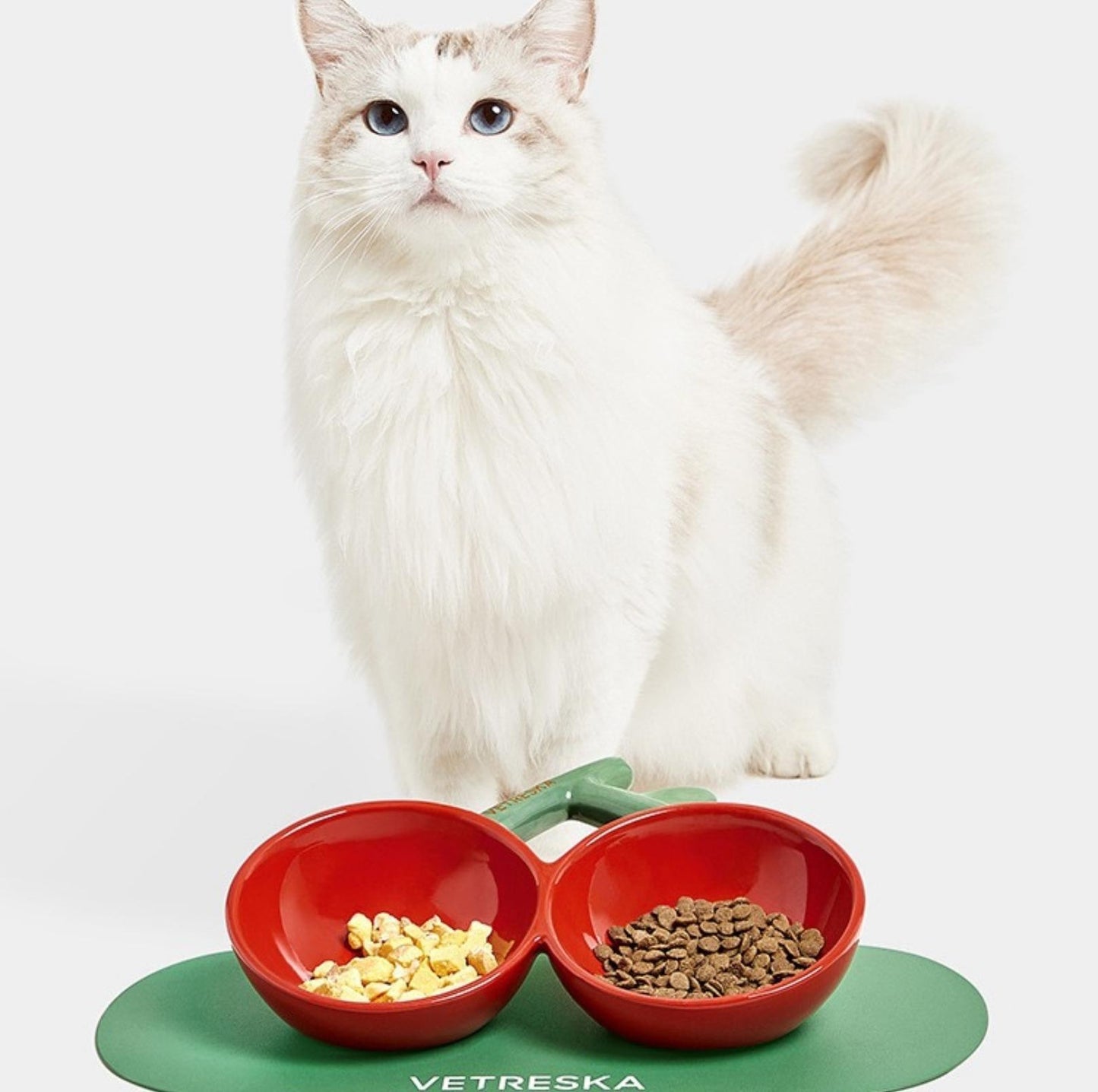 Vetreska Cherry Ceramic Cat Bowls Small Dog Bowls - {{product.type}} - PawPawUp