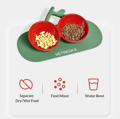 Vetreska Cherry Ceramic Cat Bowls Small Dog Bowls - {{product.type}} - PawPawUp