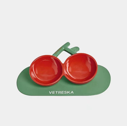 Vetreska Cherry Ceramic Cat Bowls Small Dog Bowls - {{product.type}} - PawPawUp