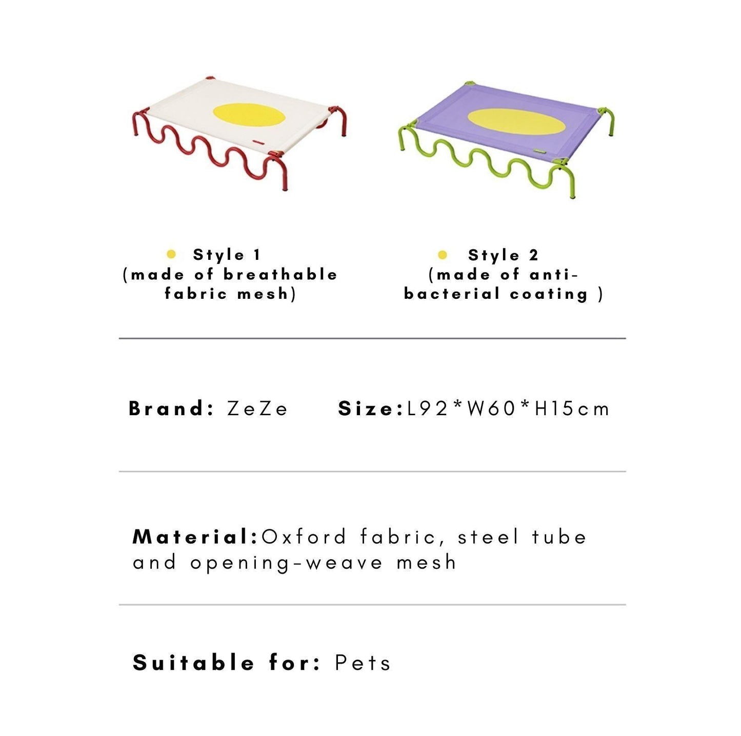 ZeZe Wave-Style Elevated Pet Dog Bed Cat Bed - {{product.type}} - PawPawUp