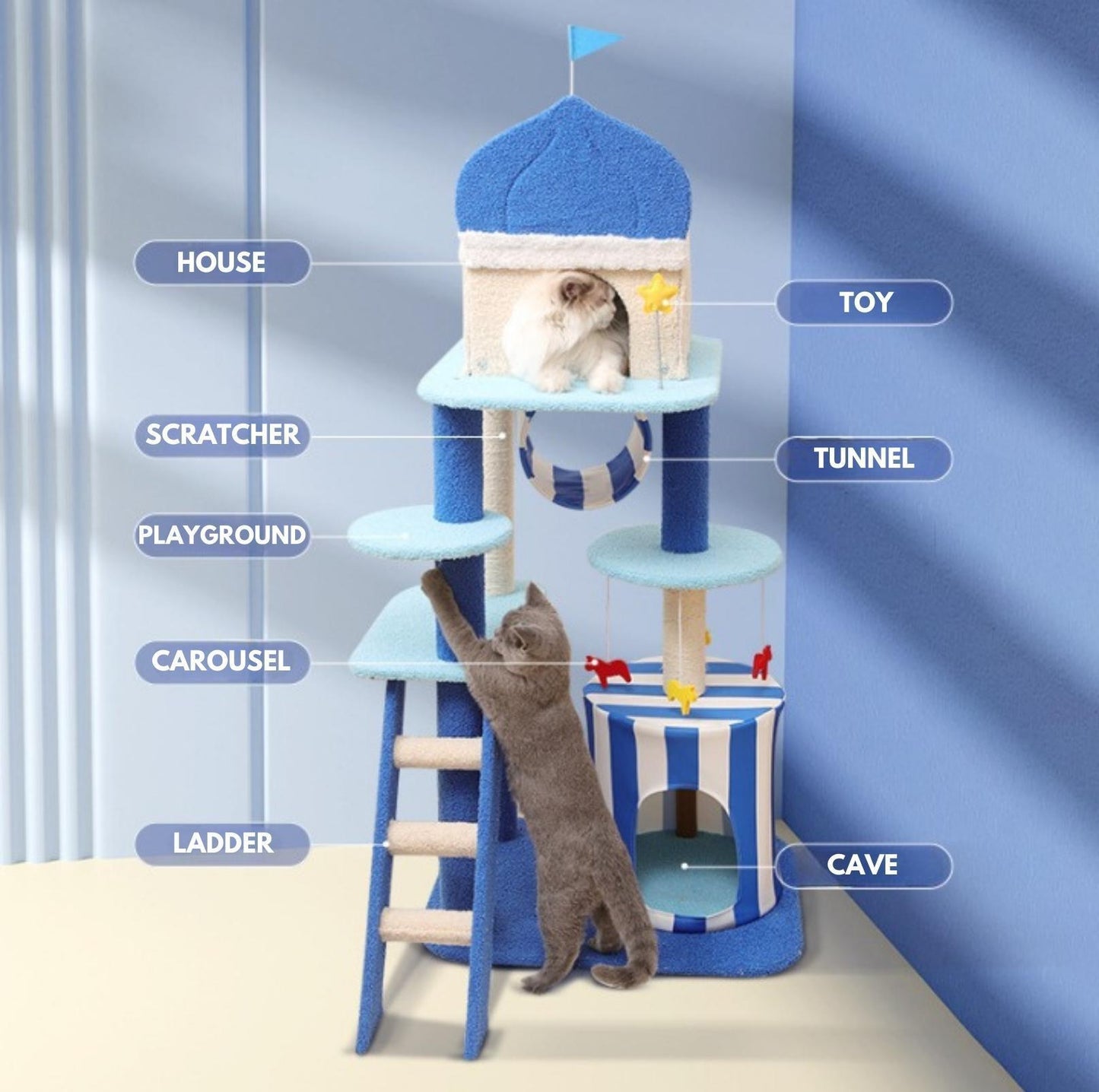 "Wonderland In The Aegean Sea" Cat Tree & Scratching Post - {{product.type}} - PawPawUp