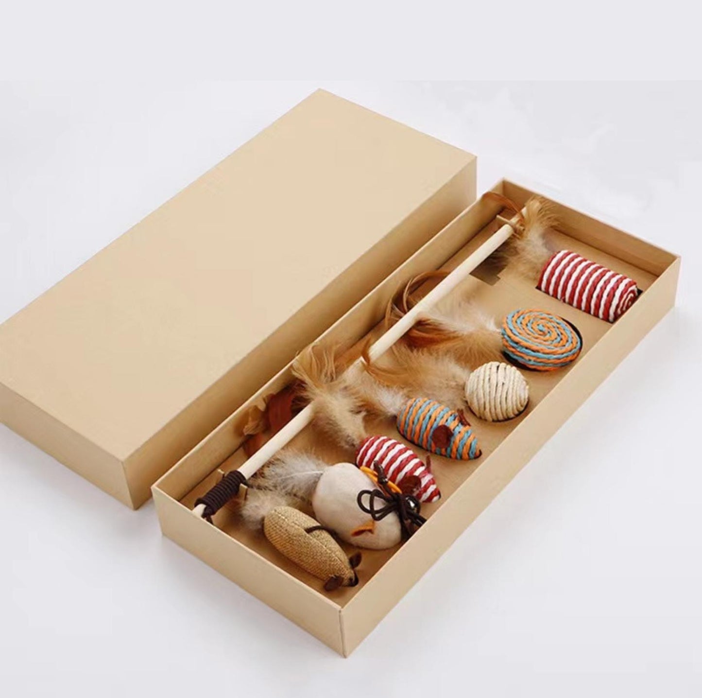 Wooden Cat Stick And Toys Kit With 7 Pieces - {{product.type}} - PawPawUp